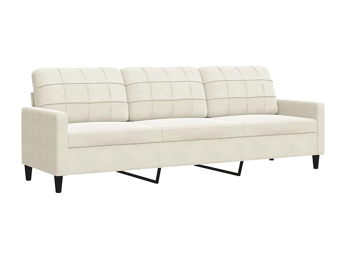 4 pcs conjunto de sofás com almofadões veludo cor creme