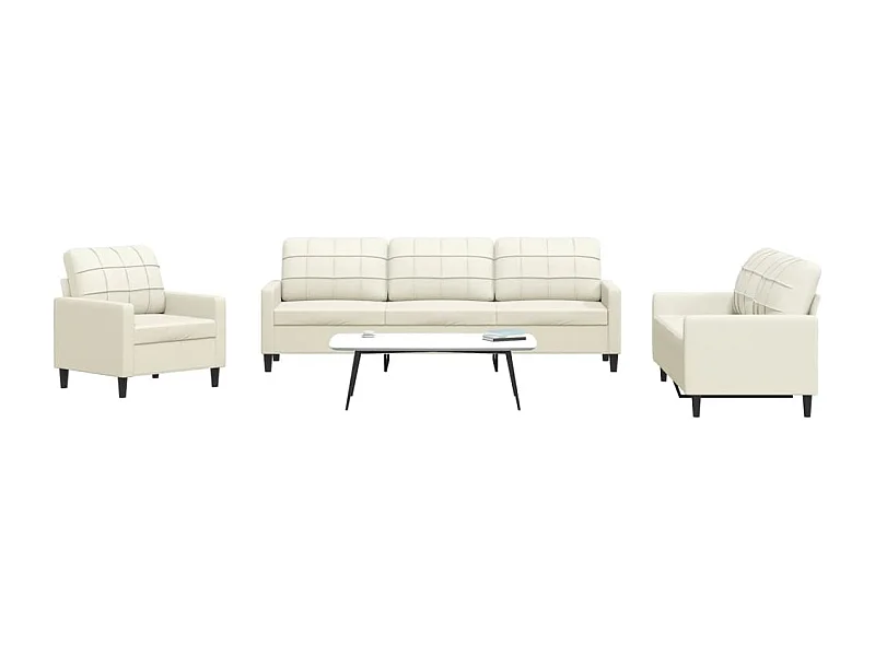 Set di Divani 4 pz con Cuscini Crema in Velluto