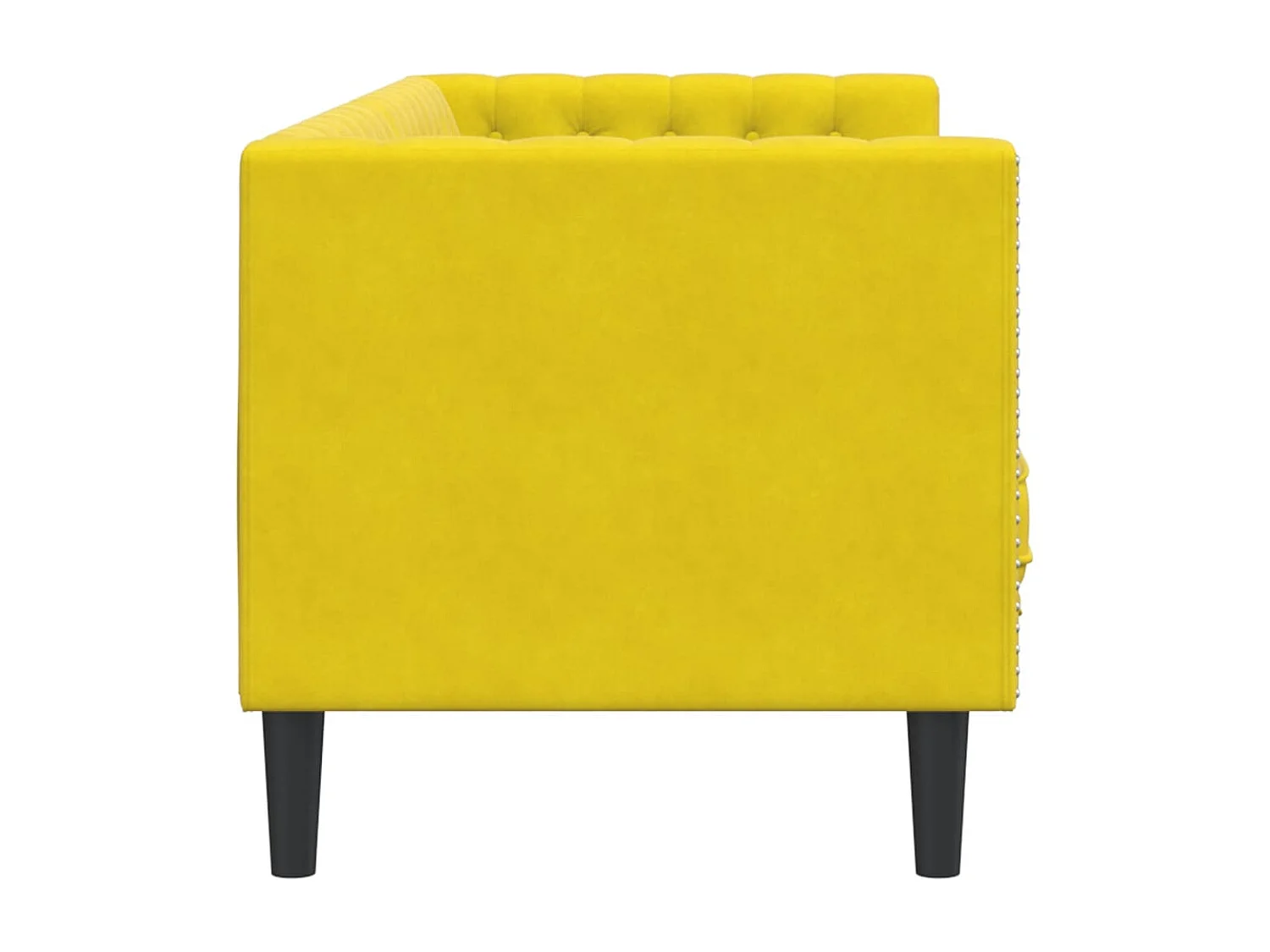 Canapé Chesterfield avec traversins 3 places jaune velours