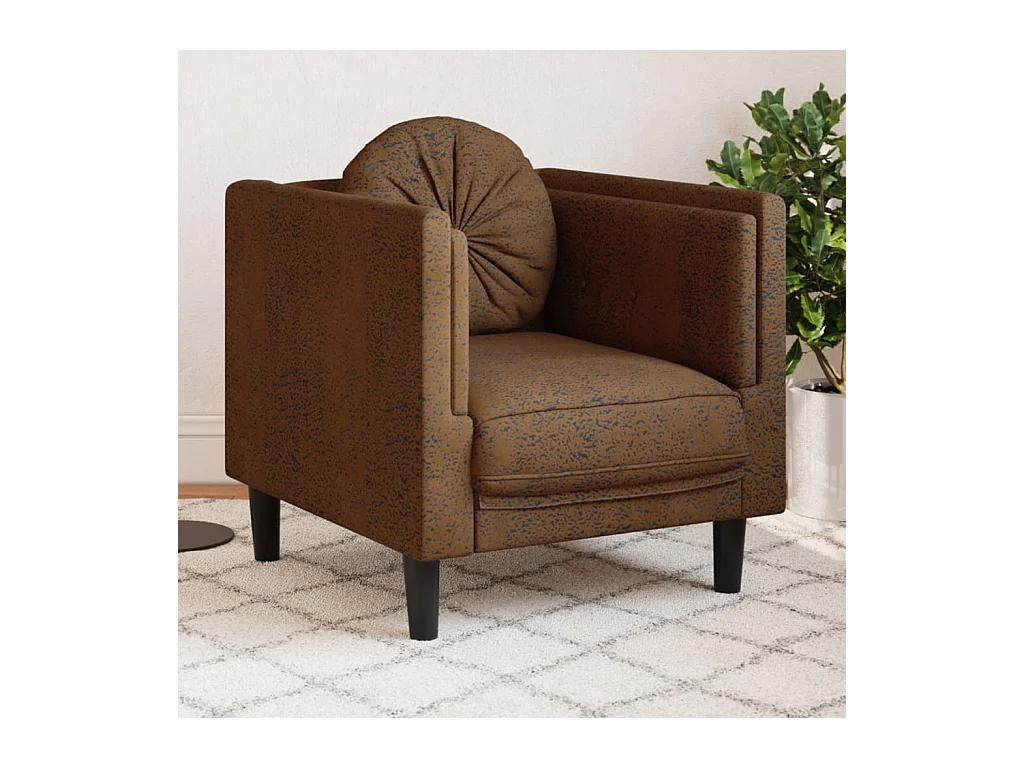 Fauteuil avec coussin marron similicuir daim