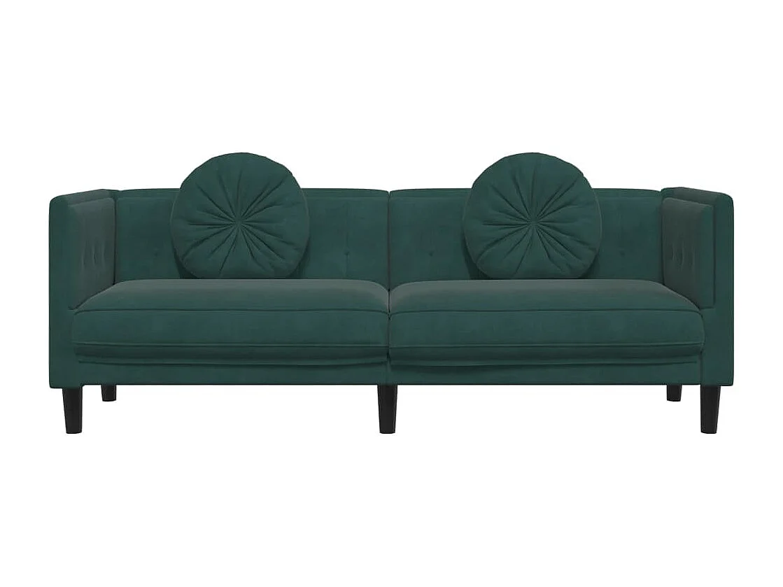 Sofa mit Kissen 3-Sitzer Dunkelgrün Samt