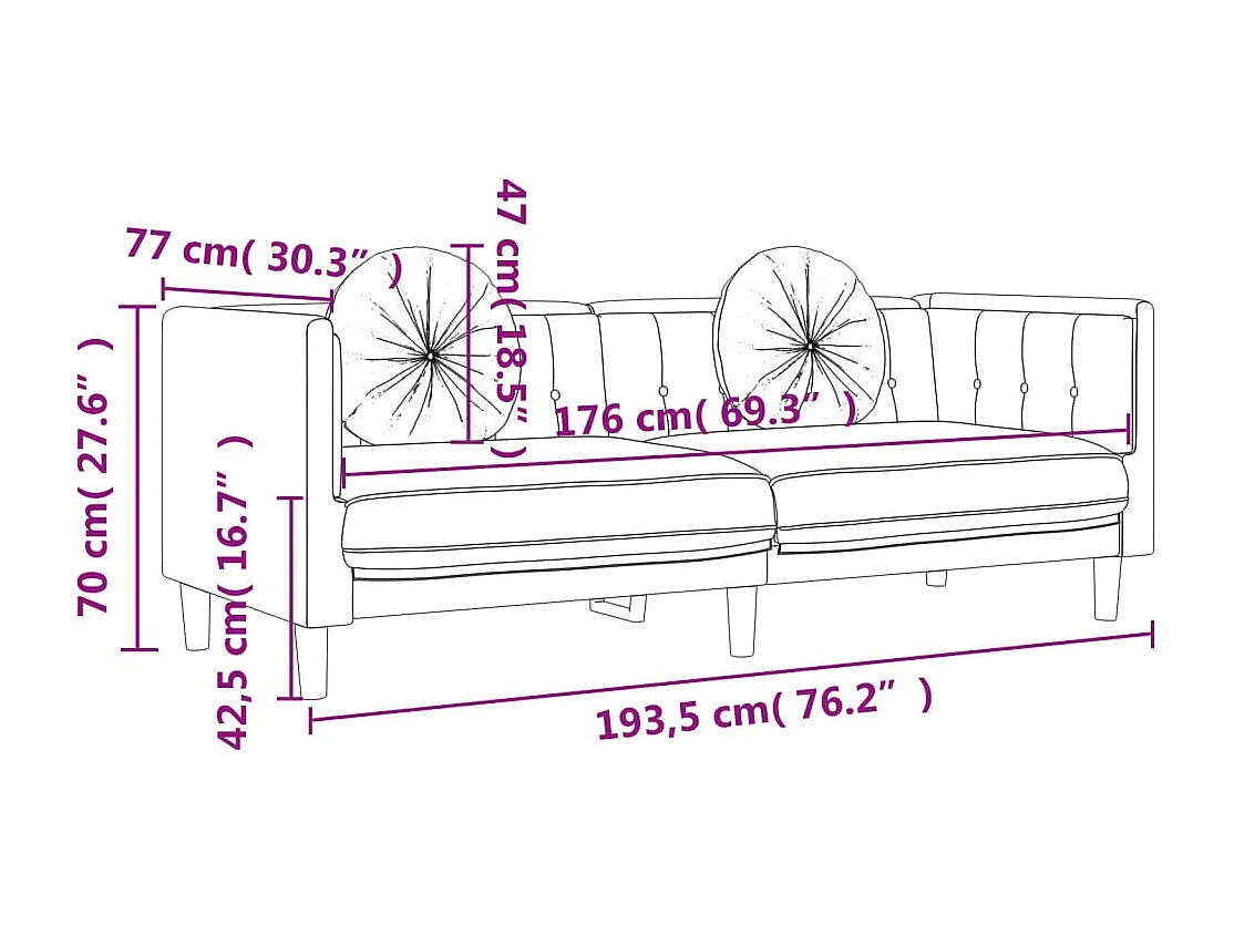 Sofa mit Kissen 3-Sitzer Dunkelgrün Samt