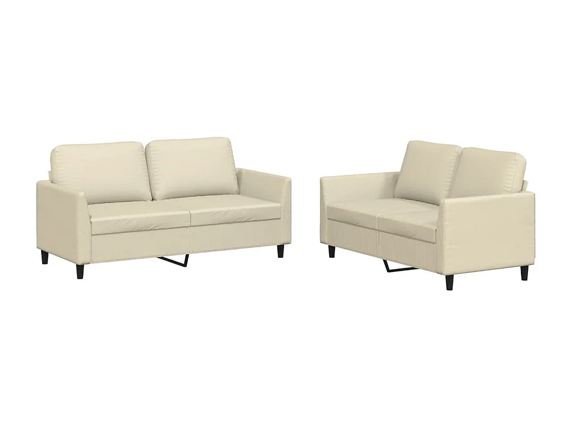Set di Divani 2 pz con Cuscini crema in Similpelle