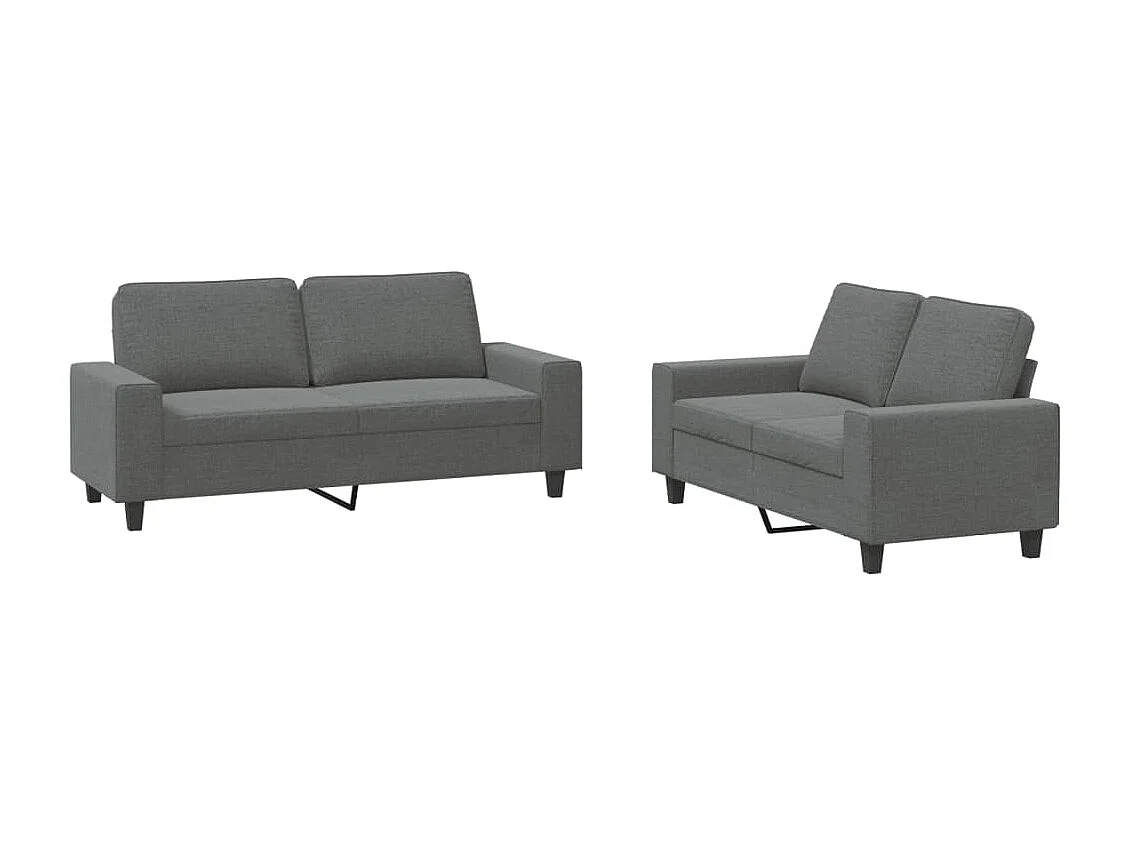 Ensemble de canapés 2 pcs gris foncé tissu