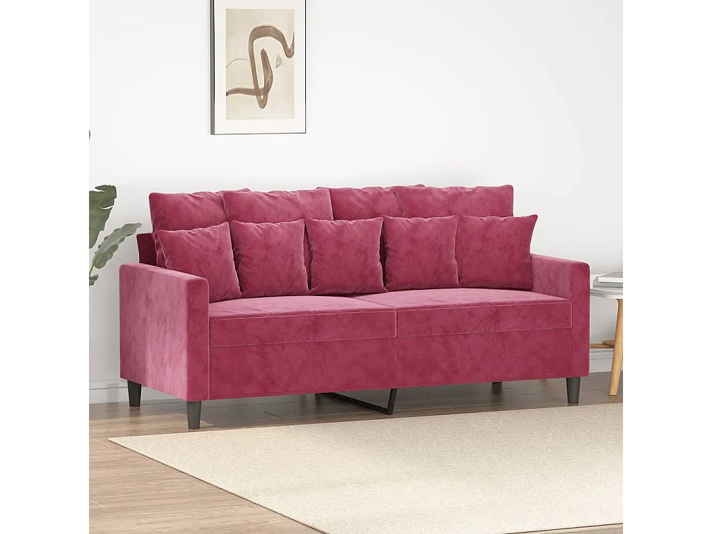 Canapé à 2 places Rouge bordeaux 140 cm Velours