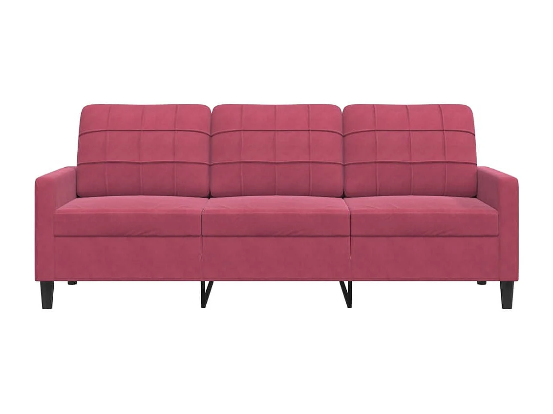 Canapé à 3 places Rouge bordeaux 180 cm Velours