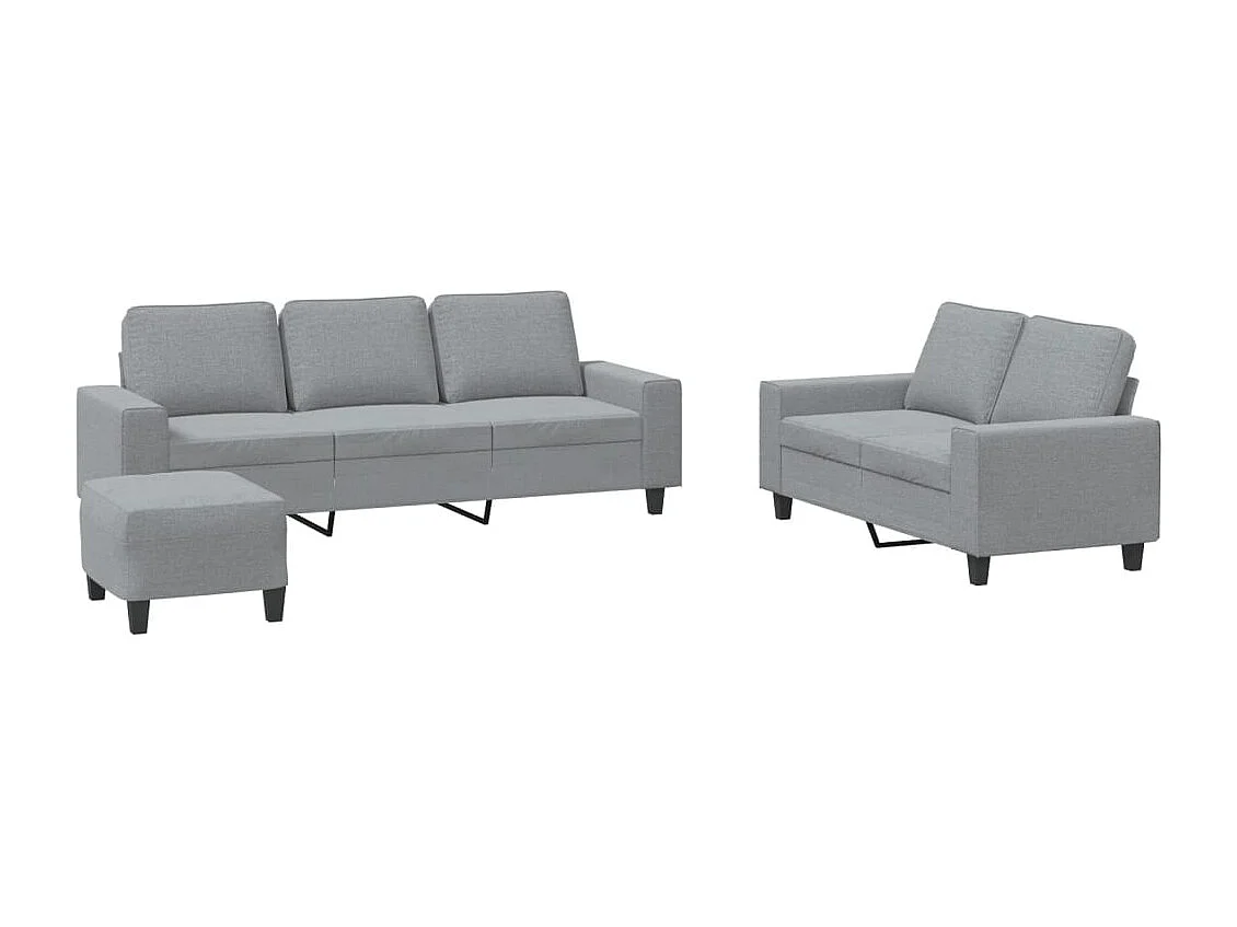 Set di Divani 3 pz Grigio Chiaro in Tessuto