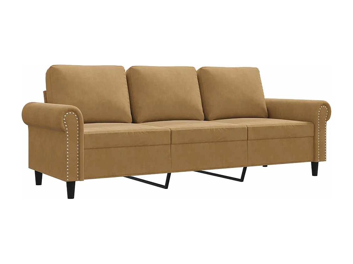 Sofá de 3 lugares 180 cm veludo castanho