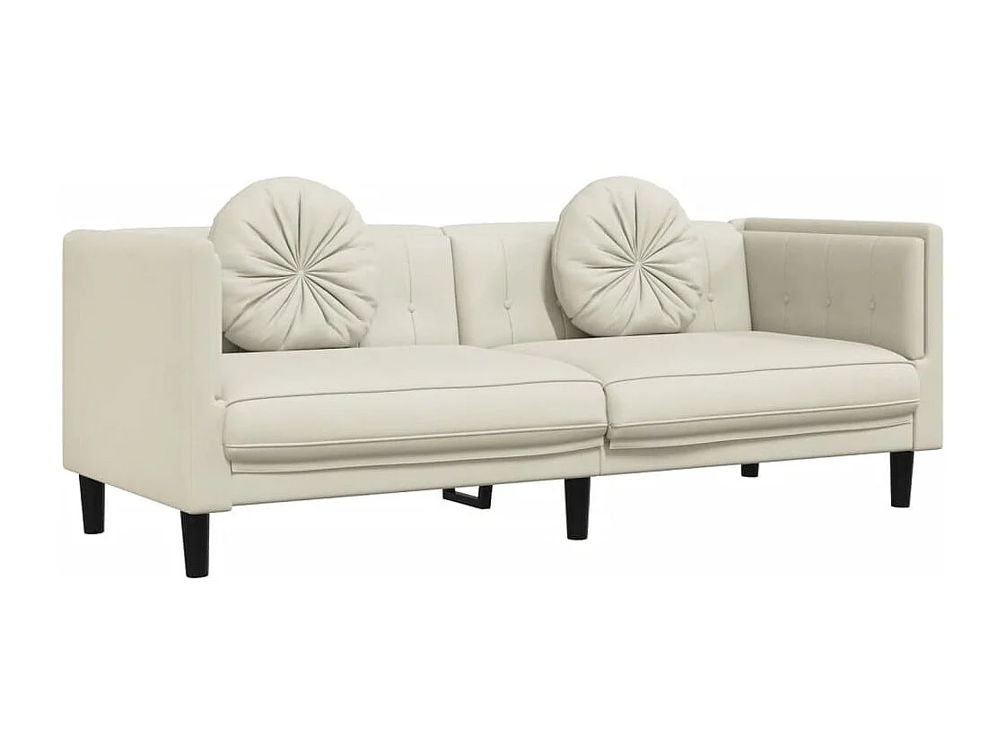 2 pcs conjunto de sofás com almofadas veludo cor creme