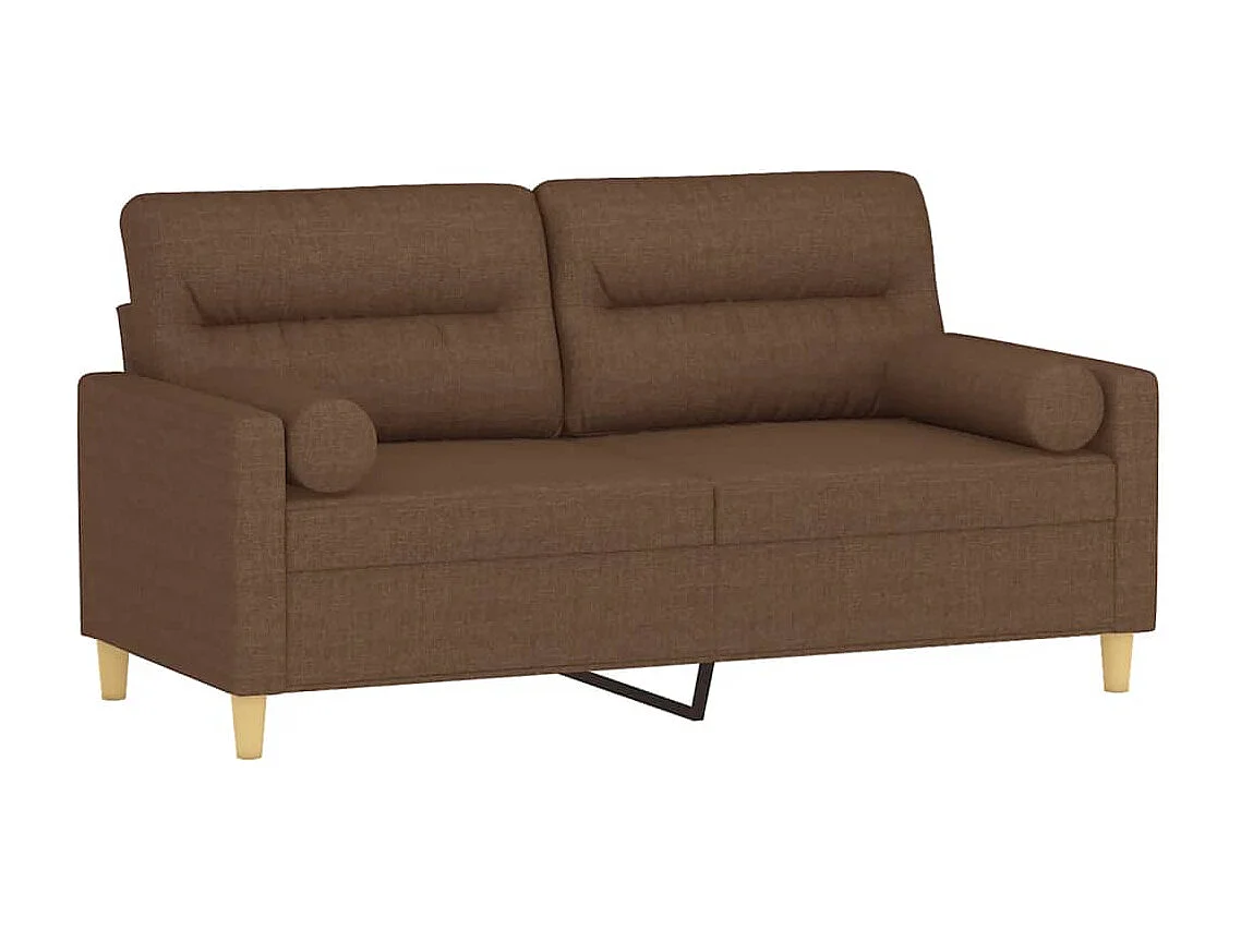 Canapé 2 places avec oreillers décoratifs marron 140 cm tissu