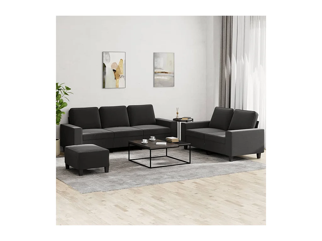 Ensemble de canapés 3 pcs noir tissu