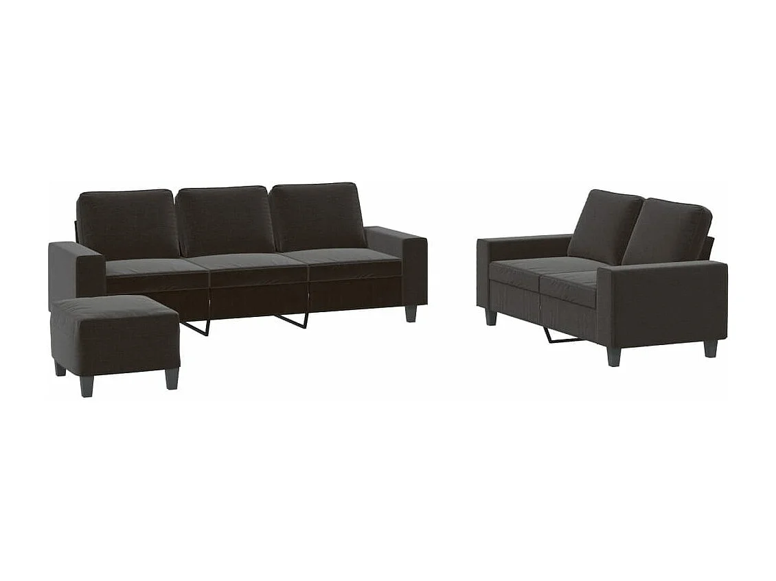 Ensemble de canapés 3 pcs noir tissu