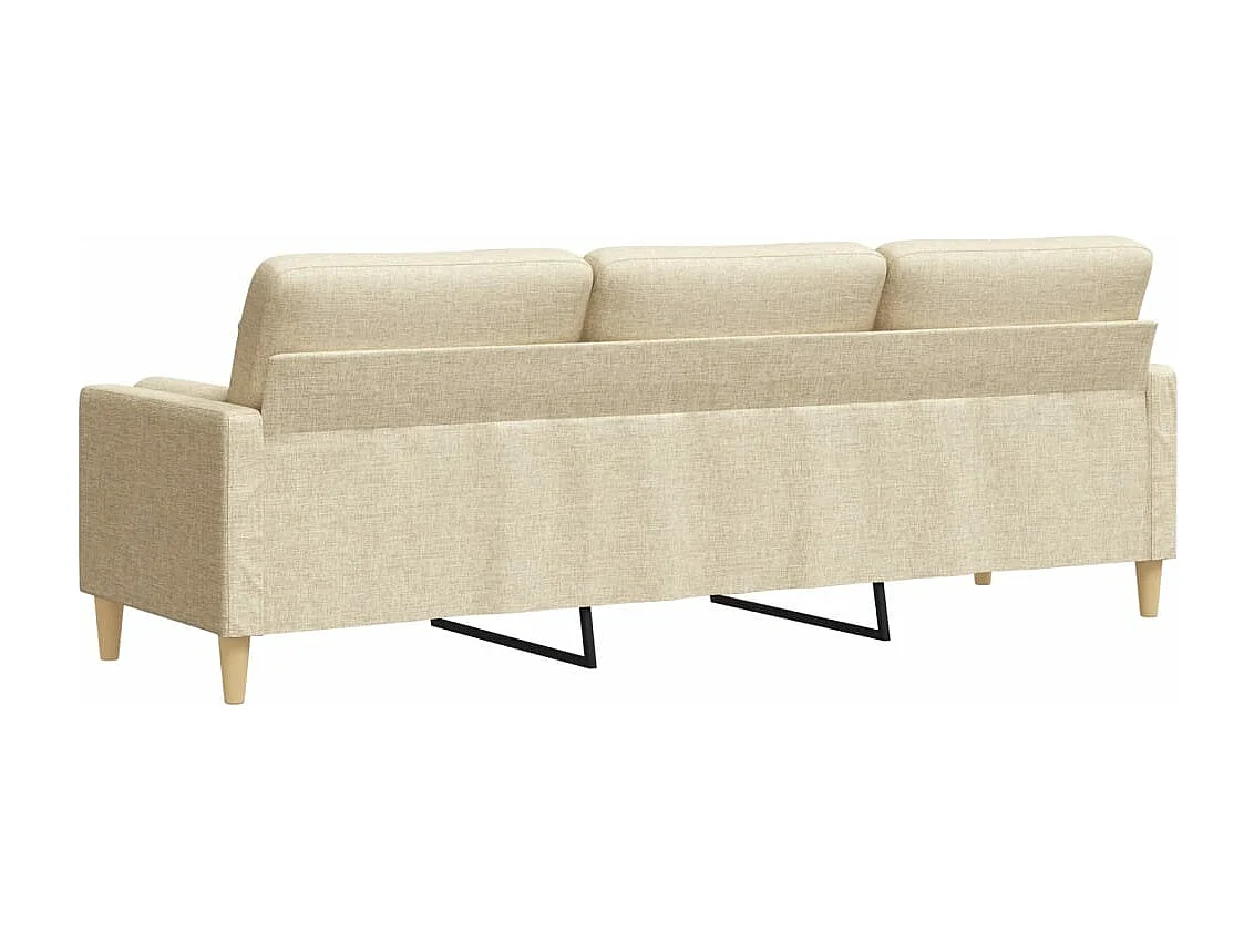 Canapé 3 places avec oreillers décoratifs crème 210 cm tissu