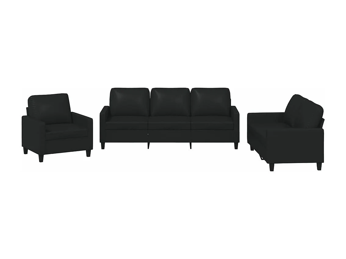 Ensemble de canapés 3 pcs avec coussins Noir Similicuir