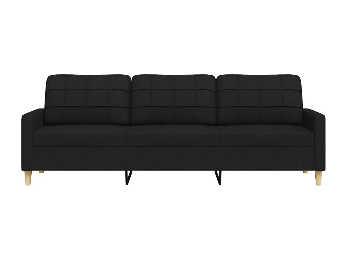 Canapé à 3 places Noir 210 cm Tissu