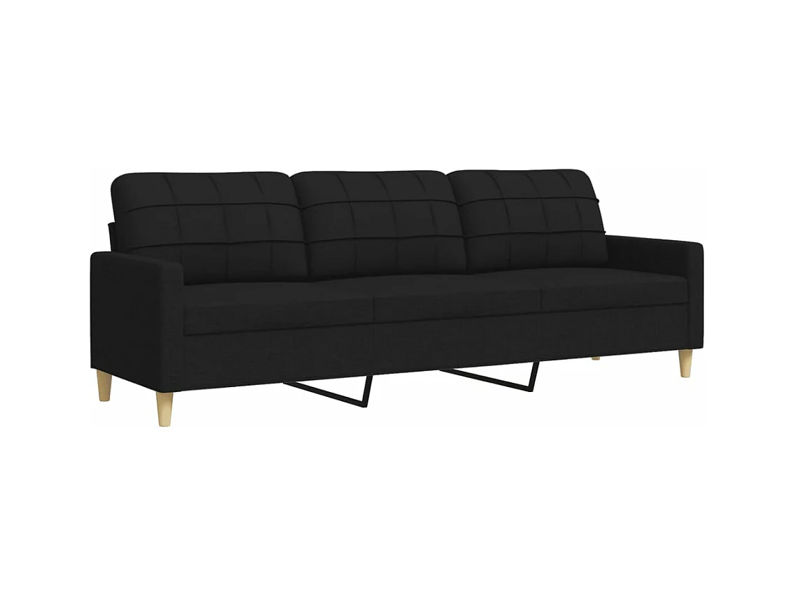 Canapé à 3 places Noir 210 cm Tissu