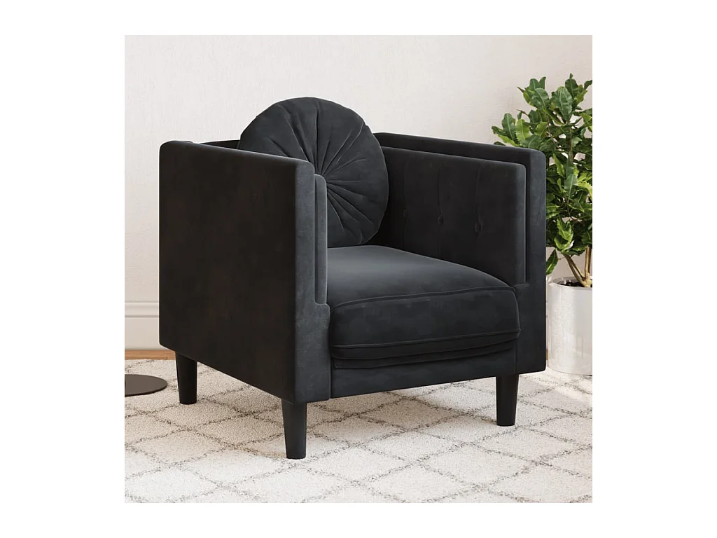 Fauteuil avec coussin noir velours