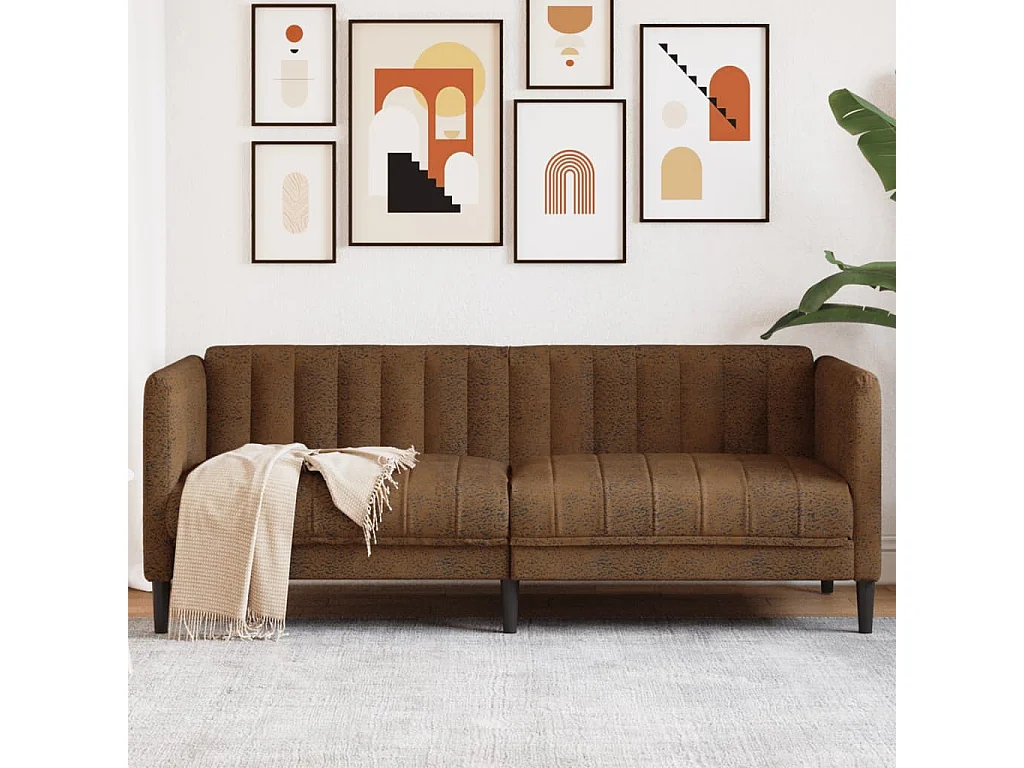 2-Sitzer Sofa Braun Kunstleder Wildleder-Optik