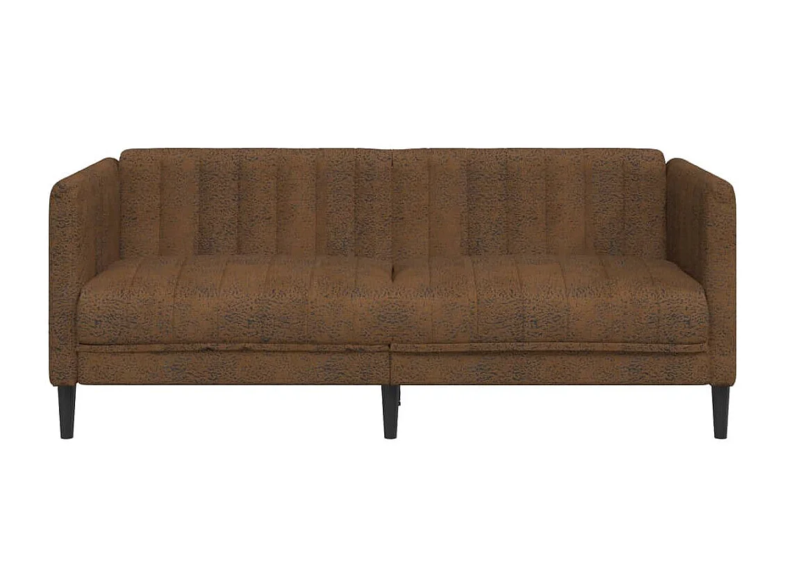 2-Sitzer Sofa Braun Kunstleder Wildleder-Optik