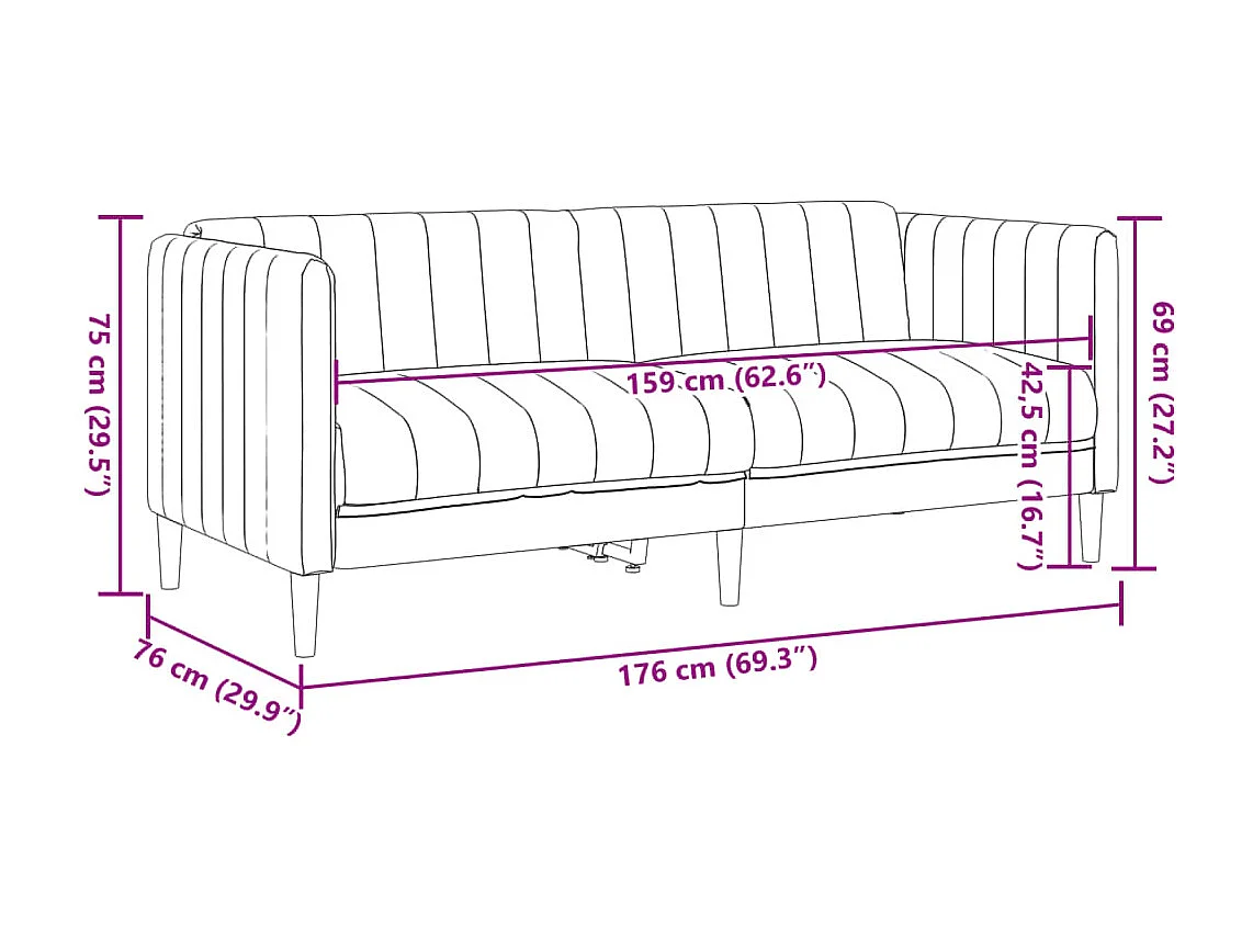 2-Sitzer Sofa Braun Kunstleder Wildleder-Optik