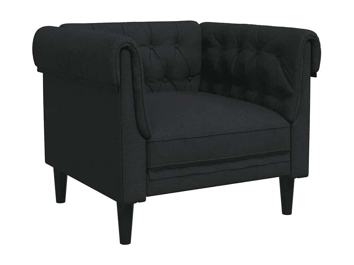 Fauteuil Chesterfield noir tissu