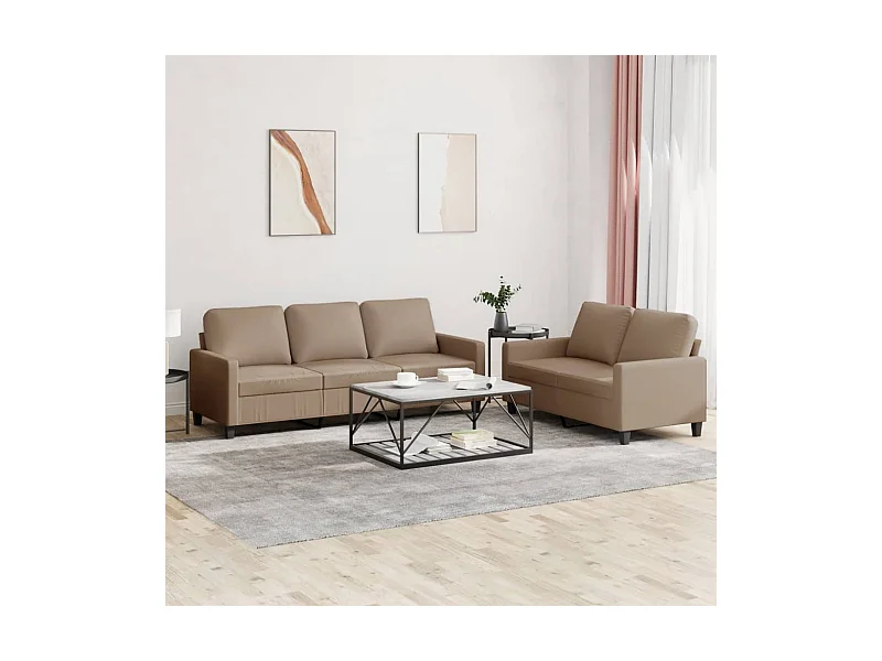 Set di Divani 2 pz con Cuscini cappuccino in Similpelle