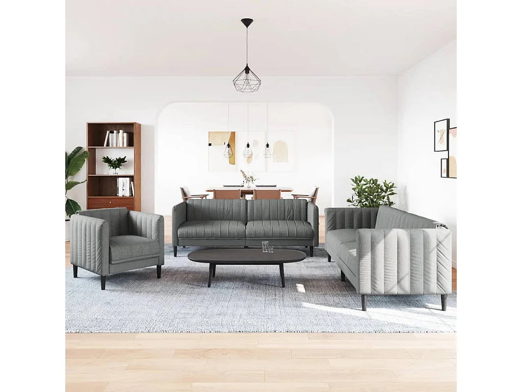 Ensemble de canapés 3 pcs gris foncé tissu