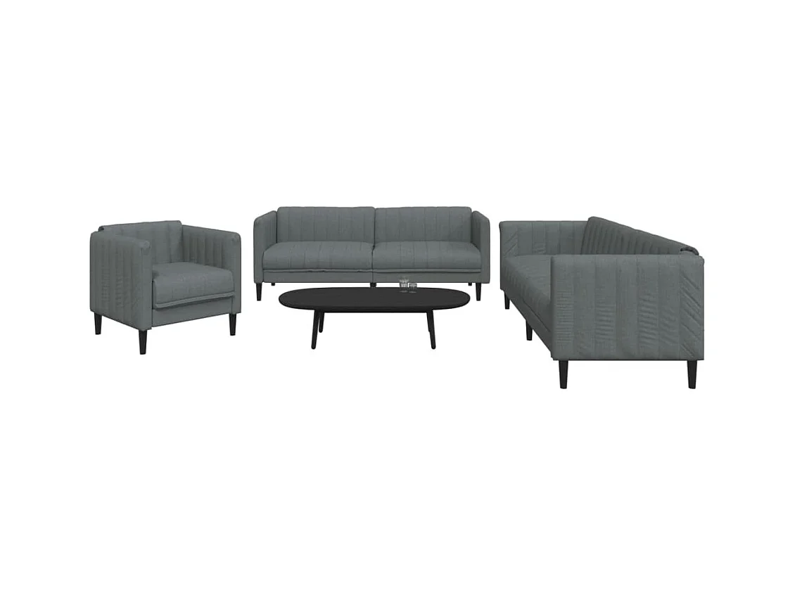 Ensemble de canapés 3 pcs gris foncé tissu