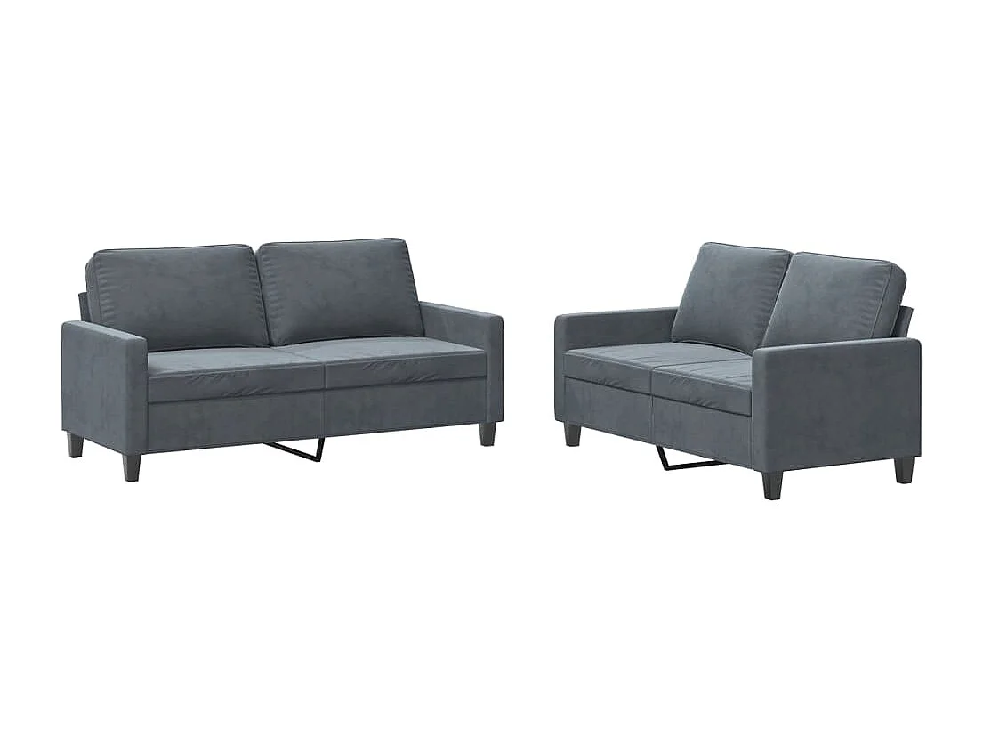 Ensemble de canapés 2 pcs avec coussins Gris foncé Velours