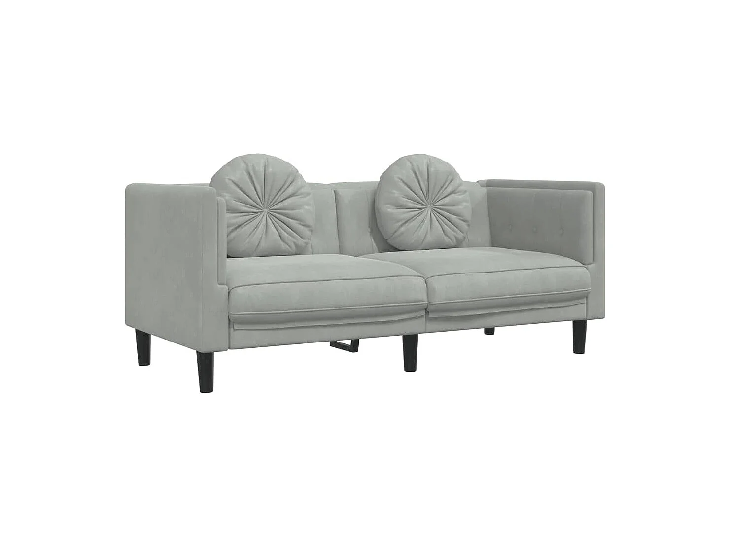 3-tlg. Sofagarnitur mit Kissen Hellgrau Samt