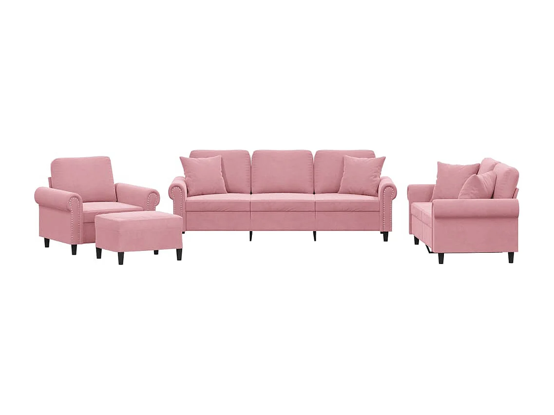 Juego de sofás con cojines 4 piezas terciopelo rosa