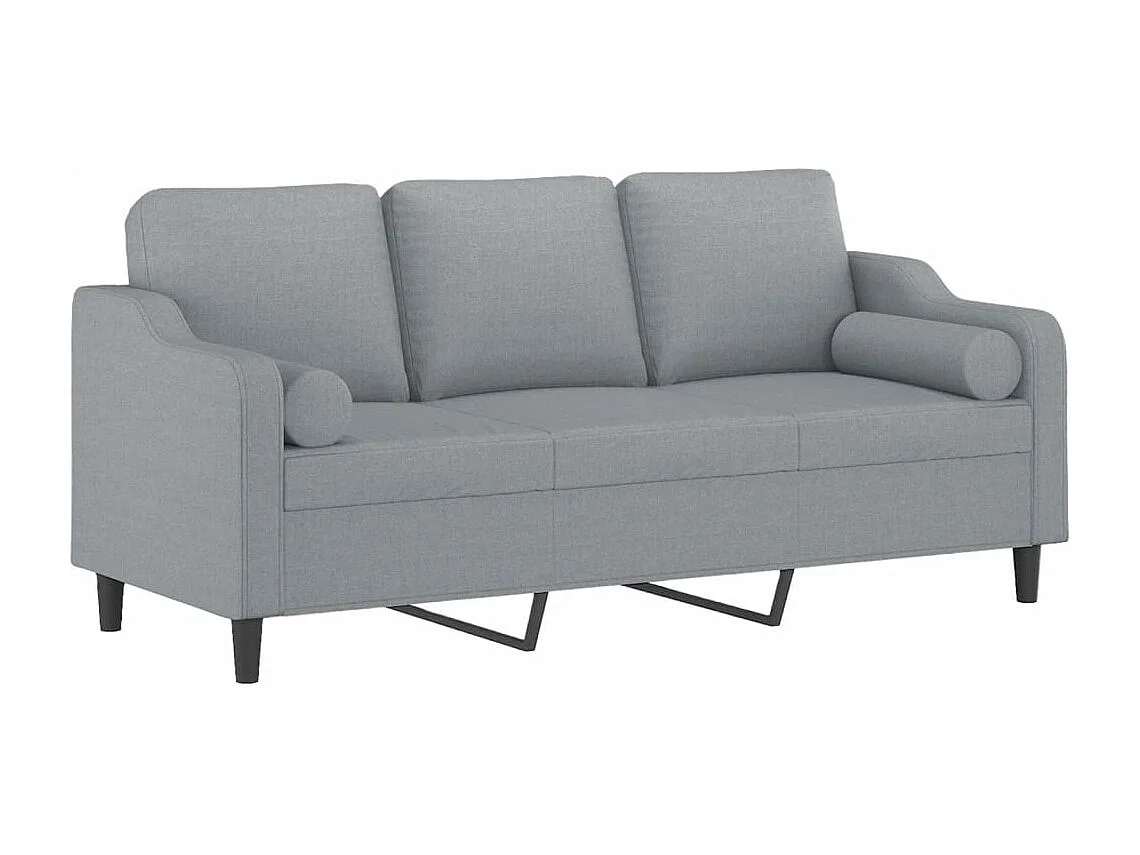 Canapé 3 places avec oreillers gris clair 180 cm tissu