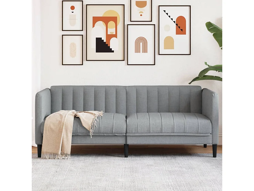 Divano a 2 Posti Grigio Chiaro in Tessuto