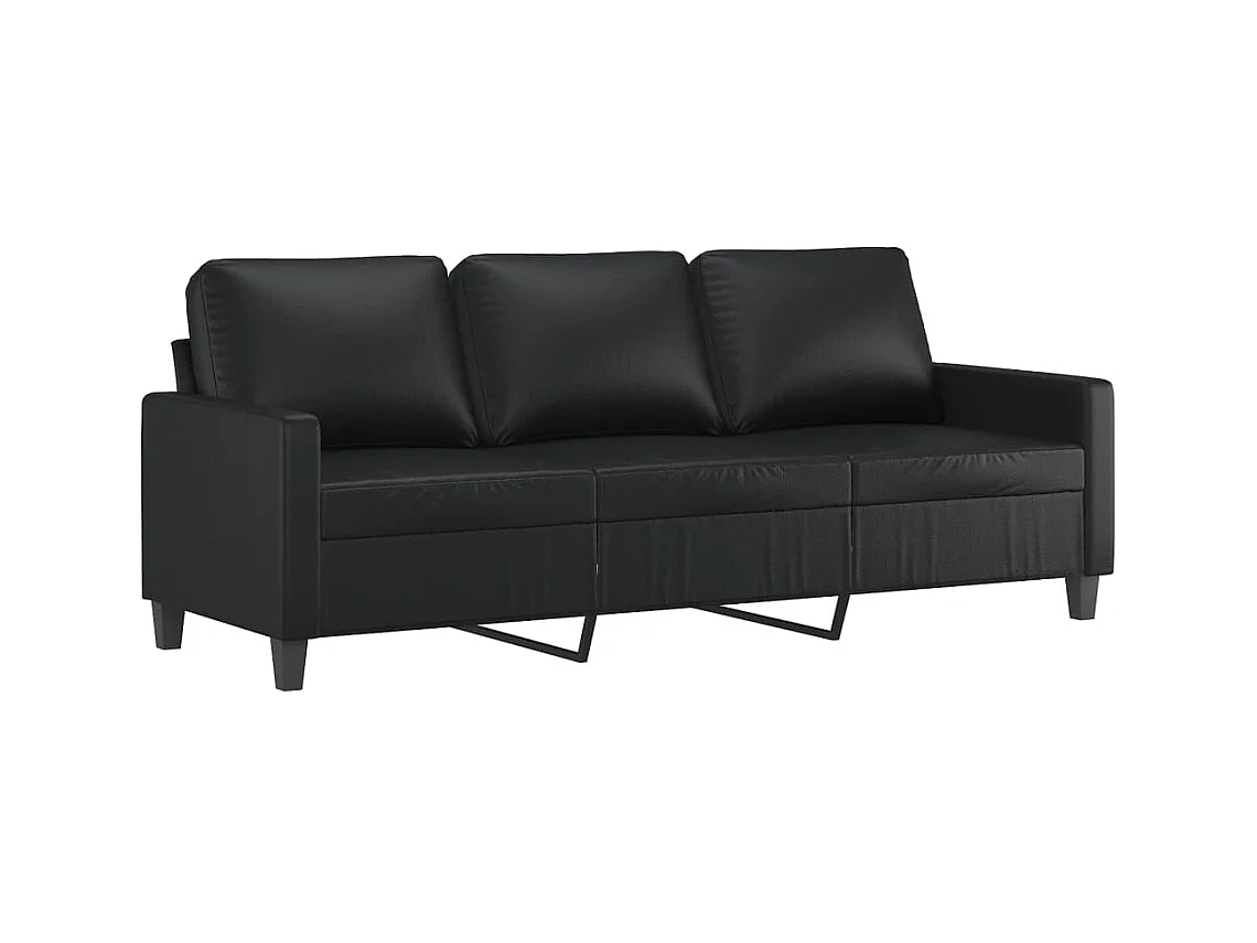 4-delige Loungeset met kussens kunstleer zwart