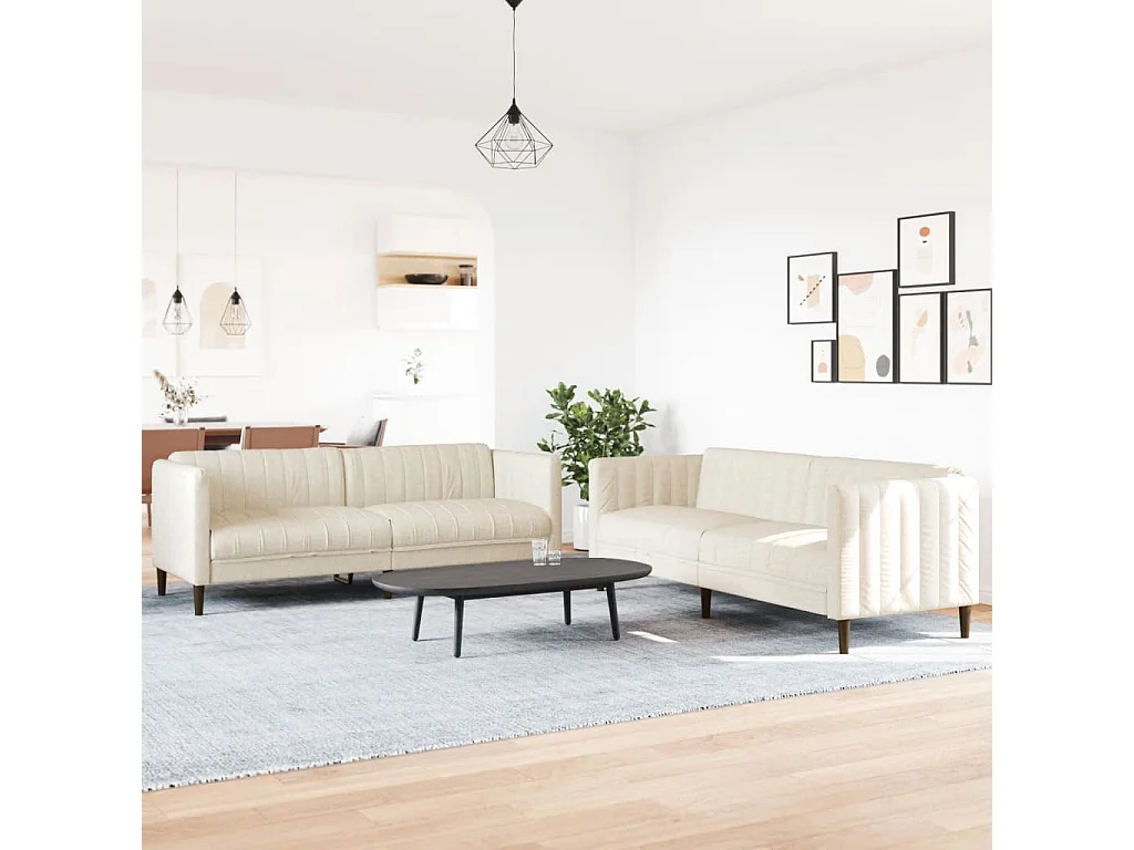 Ensemble de canapés 2 pcs crème tissu