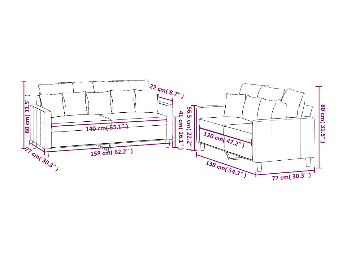 2-delige Loungeset met kussens fluweel zwart
