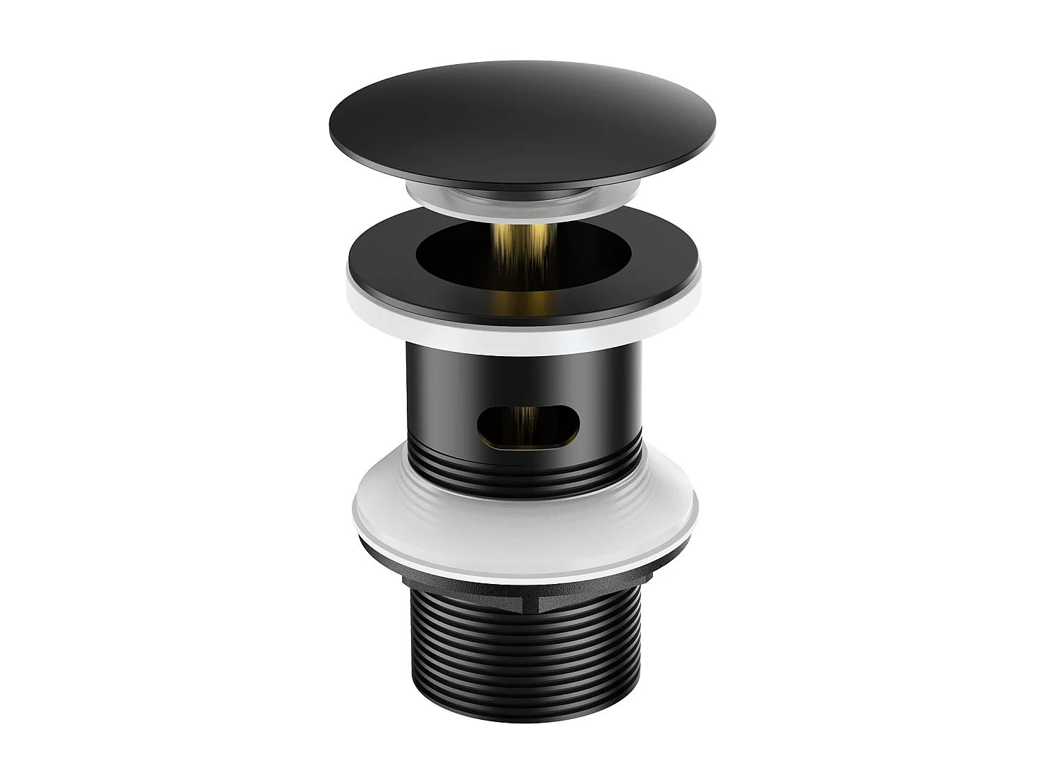 AuraLum Max Wastafel Bonde Pop-up met Overloop Automatische Universele Zwarte Pusser Open Wastafel Bad Badkamer, EU Model