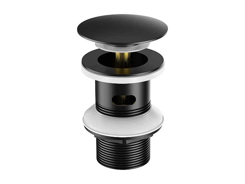 AuraLum Max Bonde de Lavabo Bonde Pop-up avec Trop-plein Automatique Universelle Noir Pusser Ouvrir Lavabo Baignoire Salle de Bain,EU Modèle