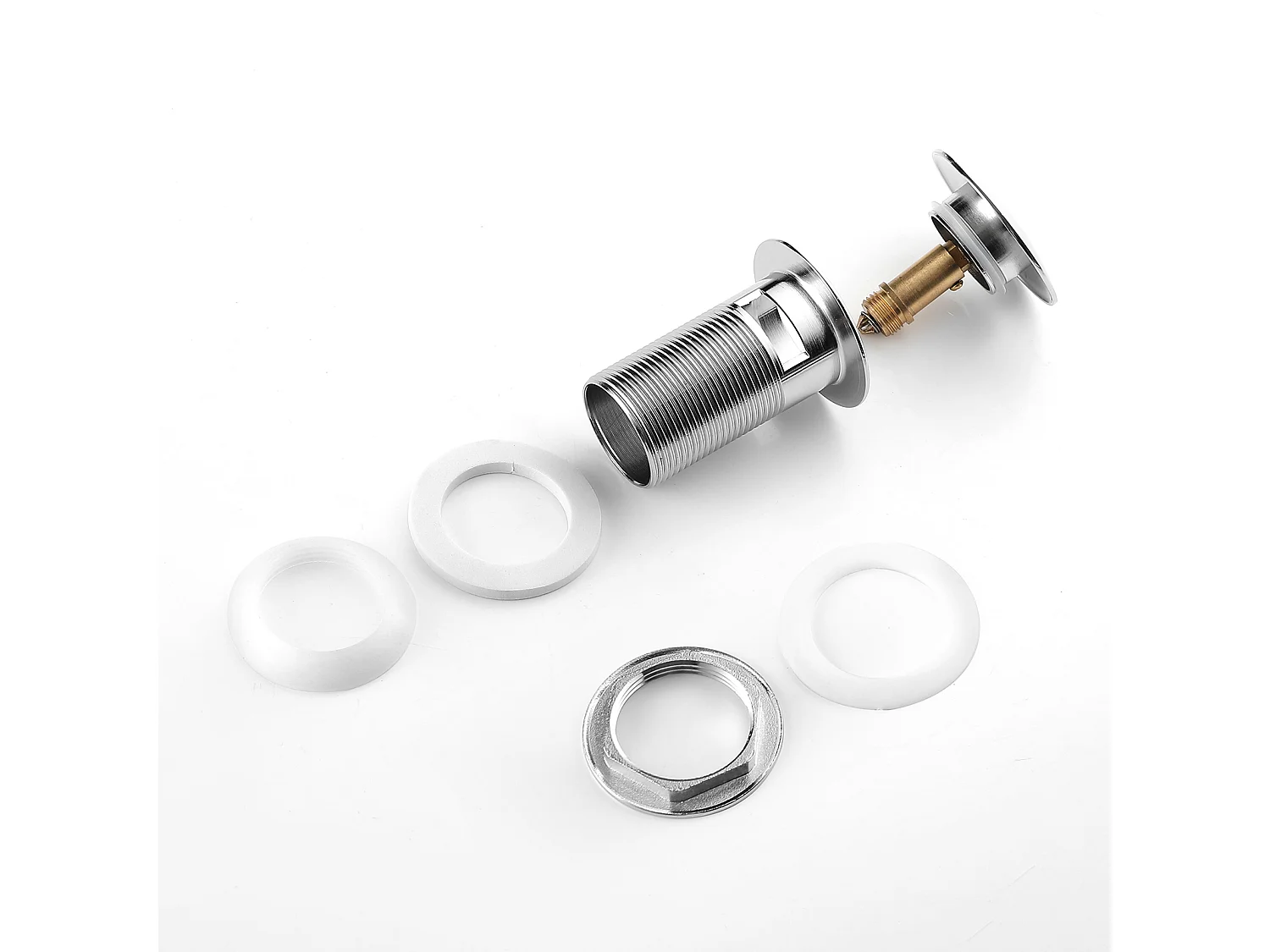 AuraLum Max Waschbeckenablauf Pop-up-Ablauf mit automatischem Überlauf Universal Chrom Waschbecken Badewanne Badezimmer, EU-Modell