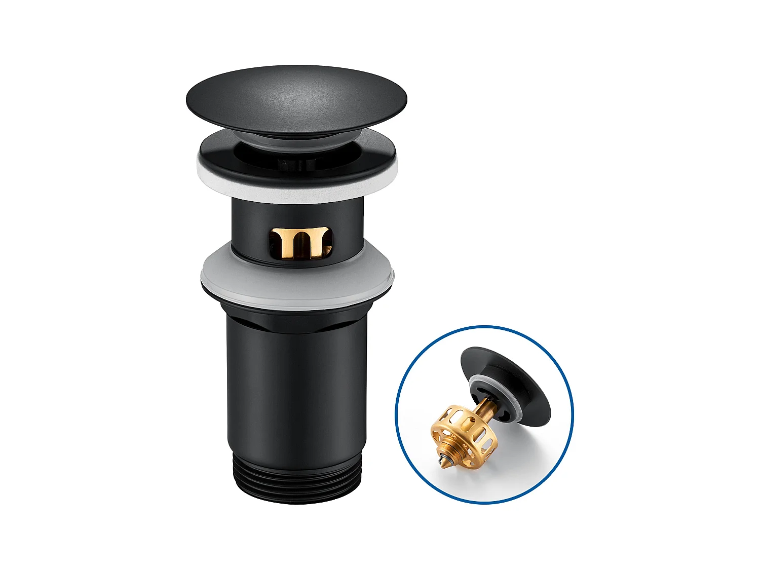 Auralum max Pop Up Wastafel Afvoer Met Overloop, Afvoer Stop met Zeef Mand, Messing/Rvs Afvoer Voor Badkamer Wastafel , Zwart