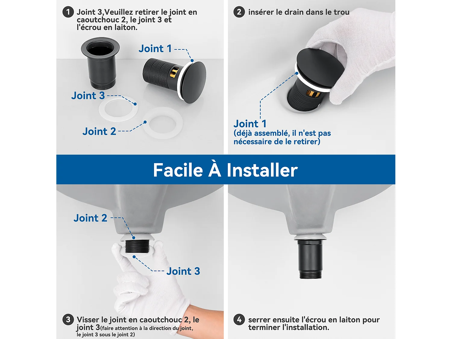 Auralum max Bonde de Lavabo Pop Up Avec Trop Plein,Bouchon Vidange avec Panier à Crépine,Bonde Vidage en Laiton/Inox pour Lavabo de Salle Bain ,Noir