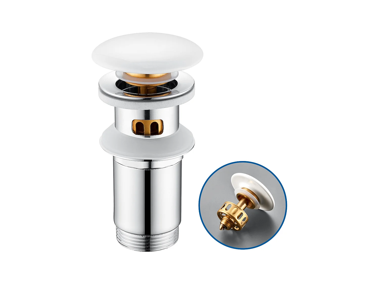 Auralum max Wastafel met Overloop,Wastafel Vulling Badkamer met Keramische Deksel, met Anti-Clogging Filter,Universeel Standaard-G 1 ¼, Wit
