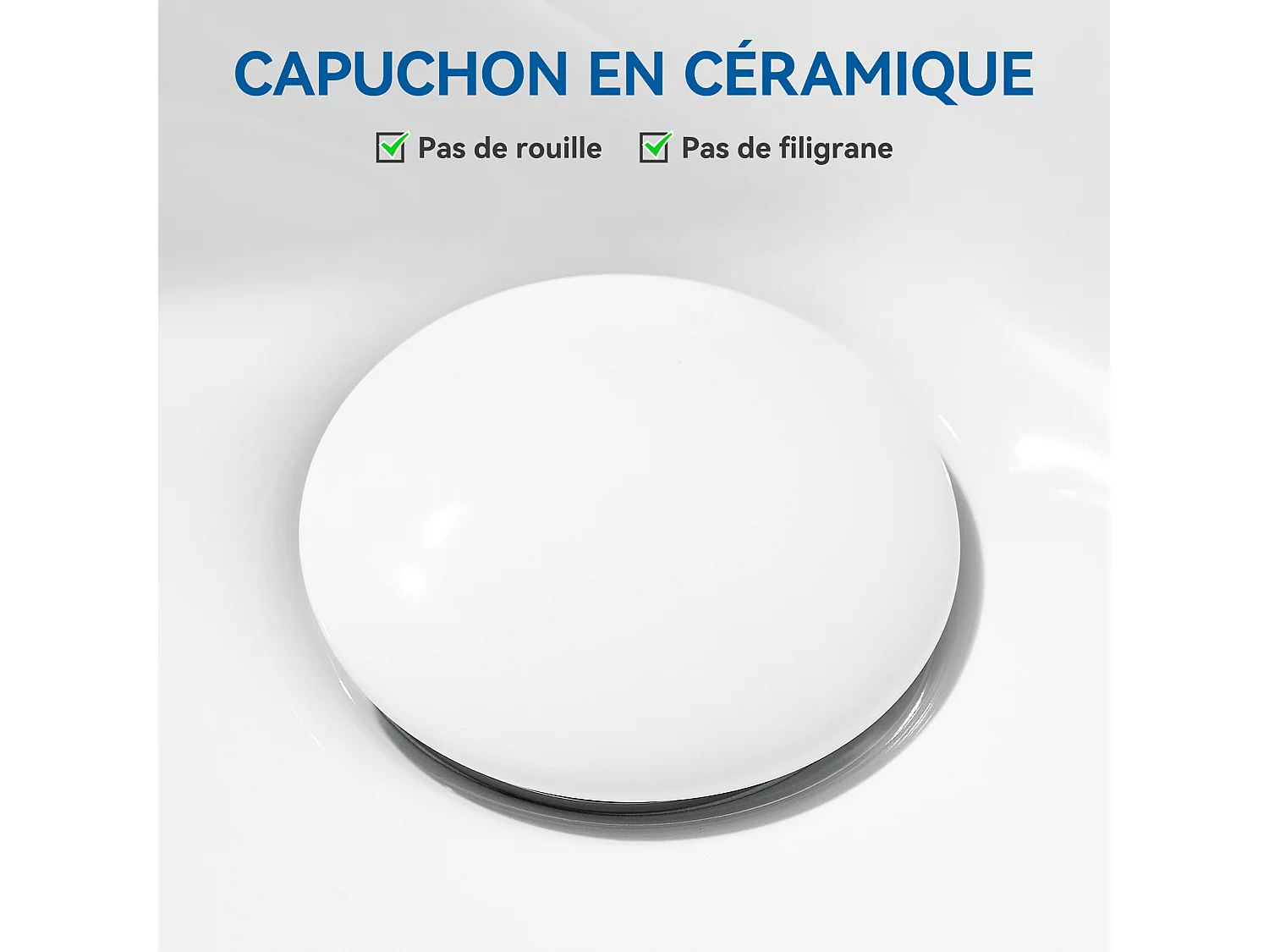 Auralum max  2pcs Bonde Lavabo Universel Pop Up avec Filtre Anti-Clogging,Bonde Lavabo Salle Bain avec Trop Plein,avec Couvercle Céramique,Blanc