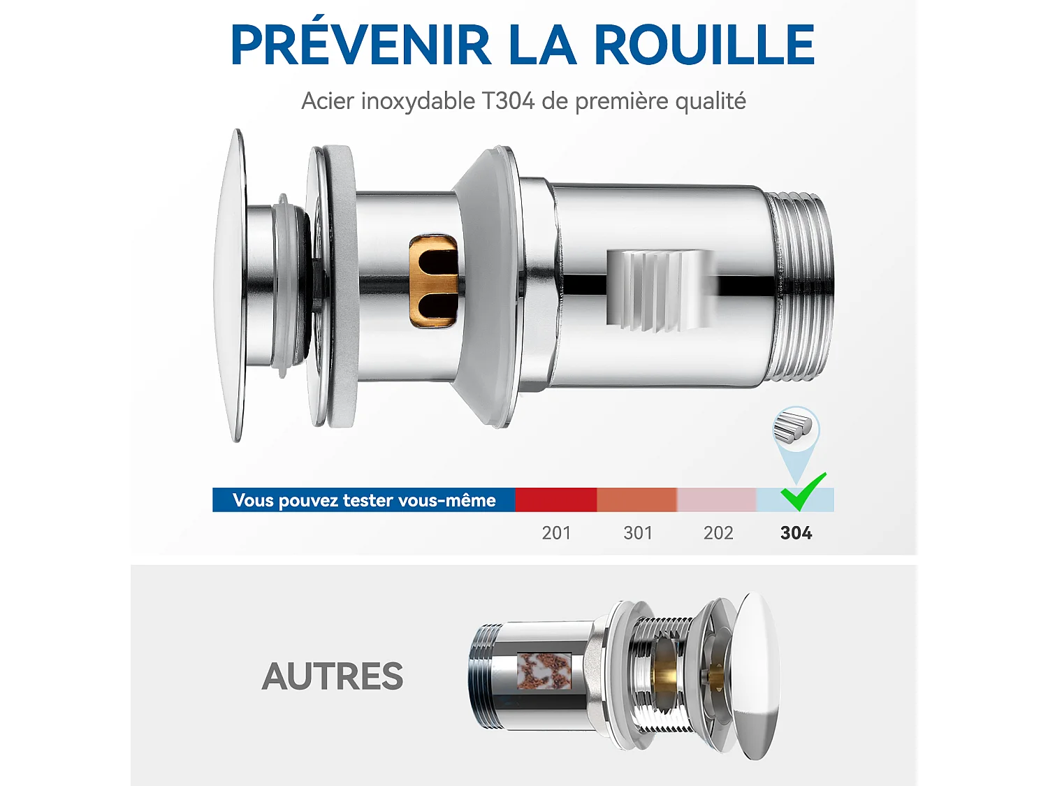 Auralum max Bonde de Lavabo Universelle avec Trop-Plein,Valve Pop-Up pour lavabo-Bonde d'écoulement en laiton (Chromé, avec Panier à Crépine)