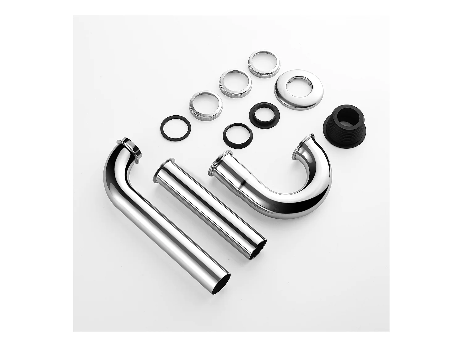 AuraLum Max U-förmiger Waschbeckensiphon, Edelstahl, verchromt, geruchsabweisender Siphon, Ø 32 mm, Badezimmerzubehör, EU-Modell