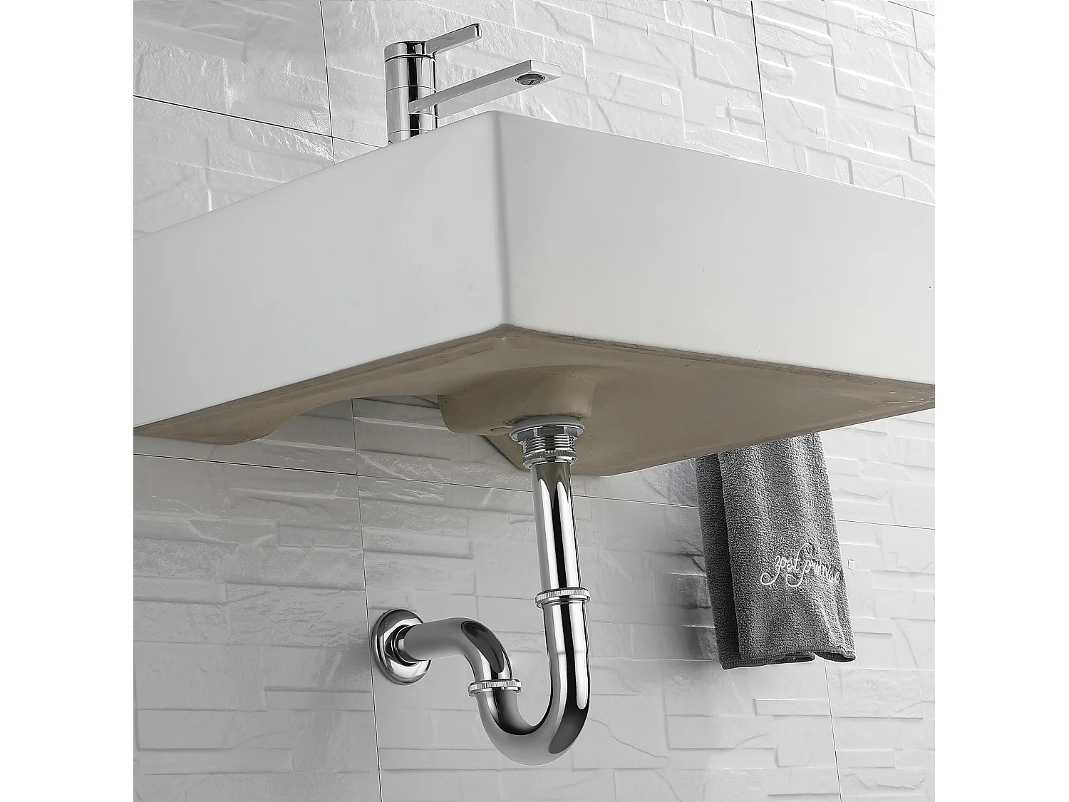 AuraLum Max Siphon de Lavabo Forme U Tube de Siphon en Acier Inoxydable Chromé Anti-odeurs Siphon Ø32 mm Accessoire de Salle de Bain,EU Modèle