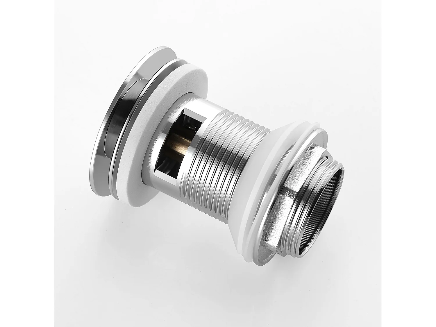 Bonde Lavabo Rond Chromé Pop-Up Surface Grande avec Trop-Plein Automatique Pusser Ouvrir Accessoire Evier,Lavabo, Baignoire Salle Bain,EU Modèle