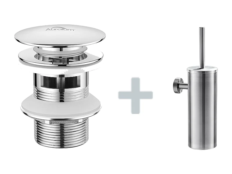 Toiletborstelhouder Roestvrij Staal Toiletborstel Wandmontage + Wastafelhouder Pop-up Toiletborstelhouder met Overloop Automatisch Universeel