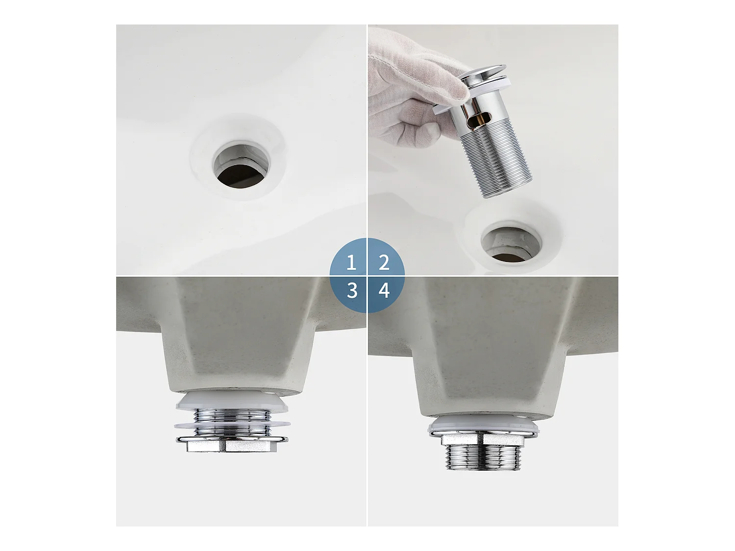 Porta Spazzola Toilette Acciaio Inossidabile Spazzola WC A Parete +Bonde Lavabo Blonde Pop-up con Troppopieno Automatico Universale