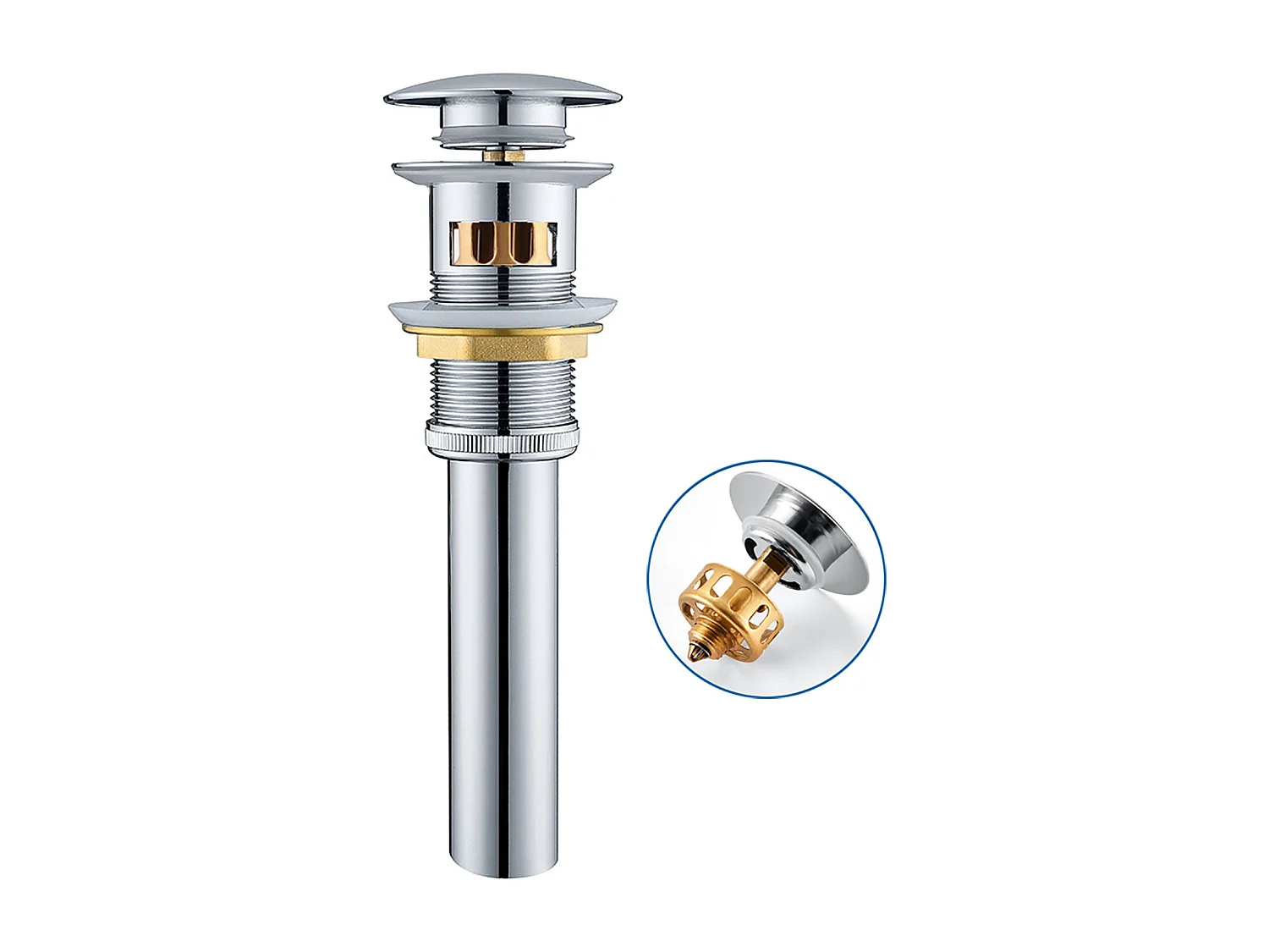 Auralum max  Bonde de Lavabo avec Trop Plein,Bonde de Lavabo Pop Up Valve,Bonde de Lavabo avec Panier à Crépine pour Salle de Bain,Chromé